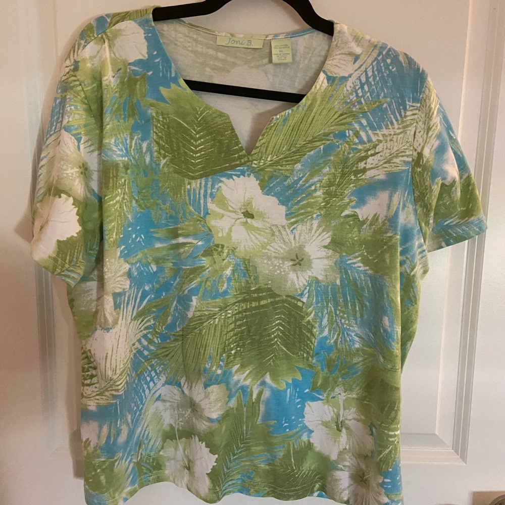 Tropical Green and Blue Women's Top